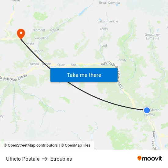 Post Office to Etroubles map