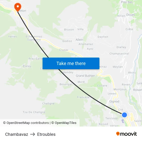 Chambavaz to Etroubles map
