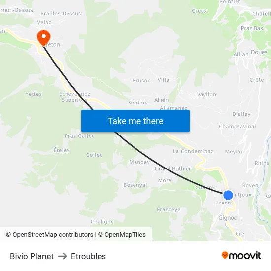Planet Junction to Etroubles map