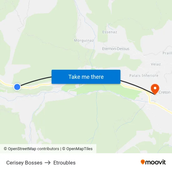 Cerisey Bosses to Etroubles map