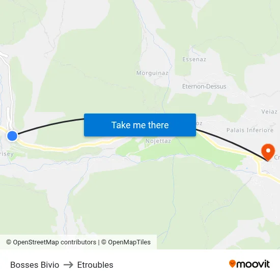 Bosses Junction to Etroubles map