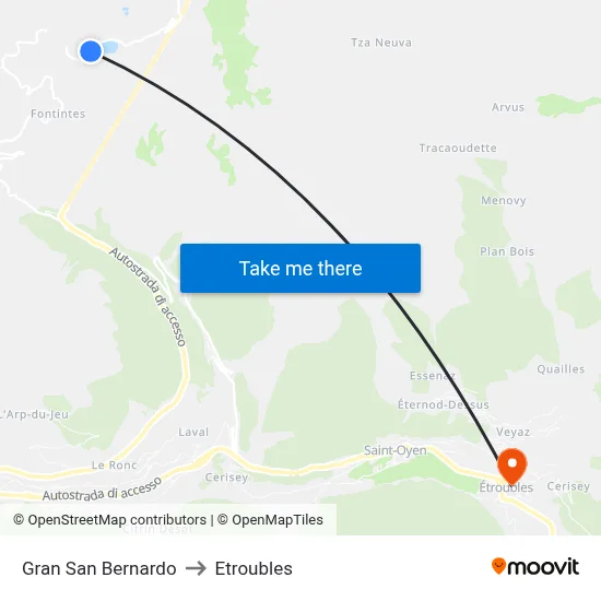 Gran San Bernardo to Etroubles map