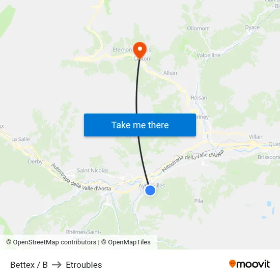 Bettex / B to Etroubles map