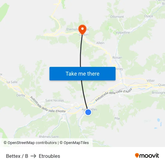 Bettex / B to Etroubles map