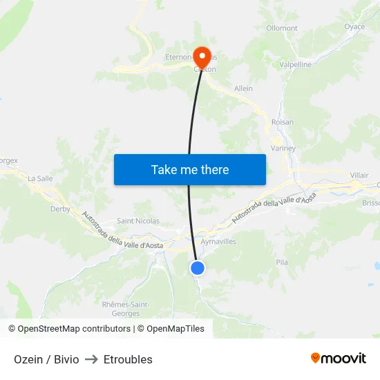 Ozein / Junction to Etroubles map