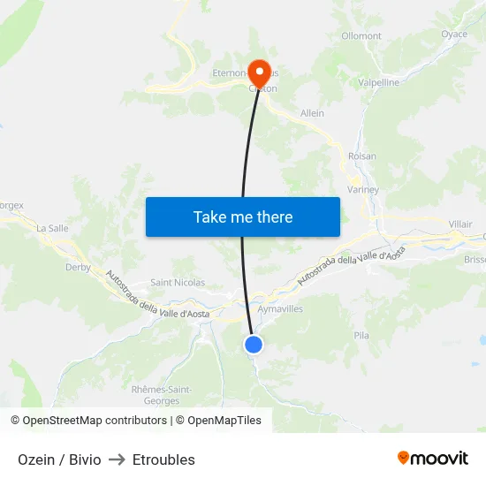 Ozein / Junction to Etroubles map
