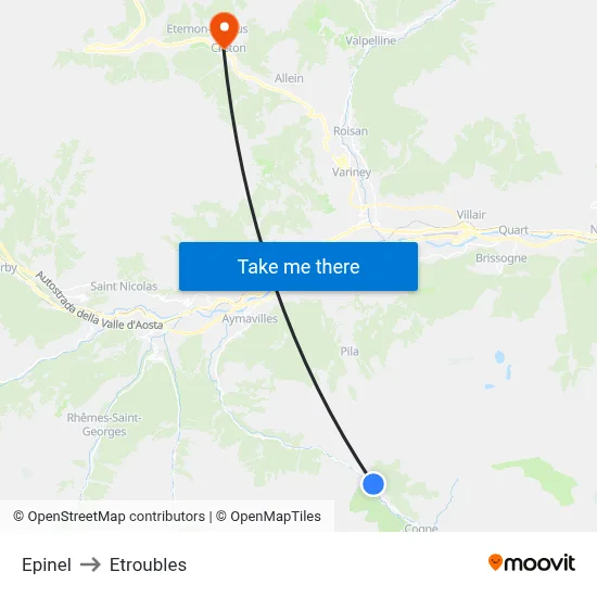 Epinel to Etroubles map