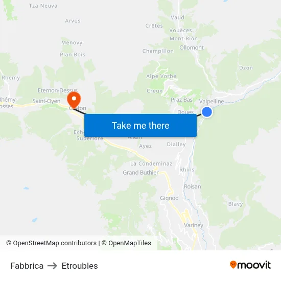 Fabbrica to Etroubles map