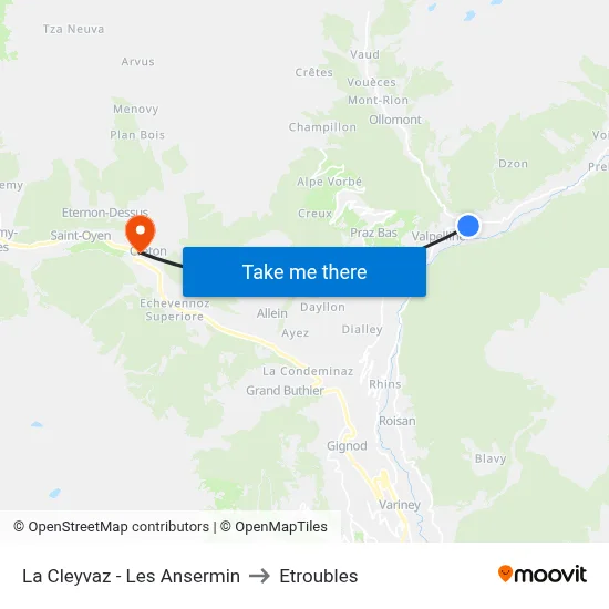 La Cleyvaz - Les Ansermin to Etroubles map