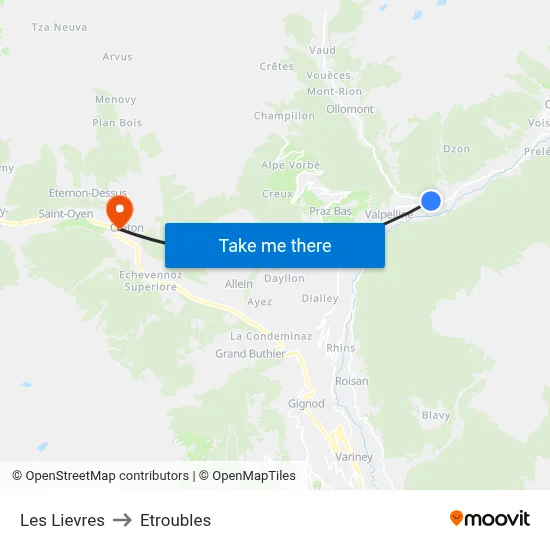 Les Lievres to Etroubles map