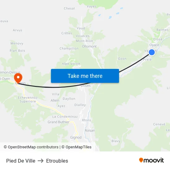 Pied De Ville to Etroubles map
