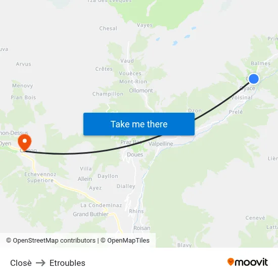 Closè to Etroubles map