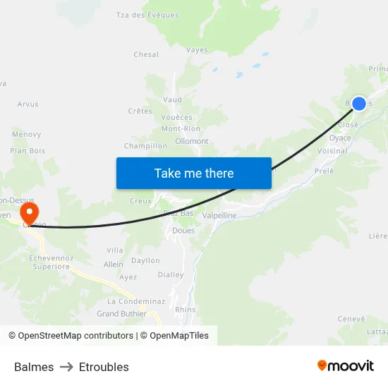 Balmes to Etroubles map