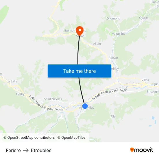 Feriere to Etroubles map