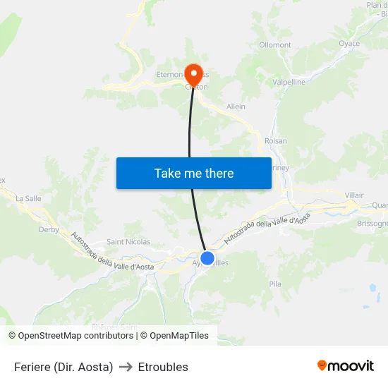 Feriere (Aosta Direction) to Etroubles map