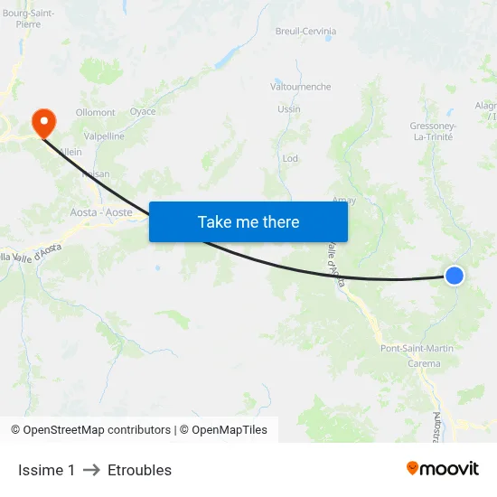 Issime 1 to Etroubles map