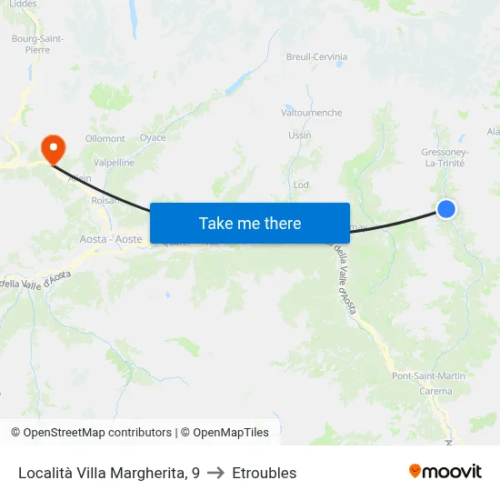 Villa Margherita Location, 9 to Etroubles map