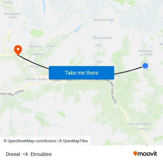 Dresal to Etroubles map