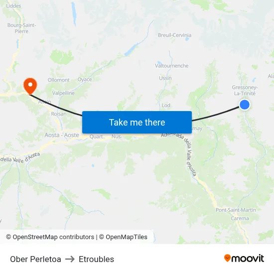 Upper Perletoa to Etroubles map