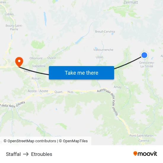Staffal to Etroubles map