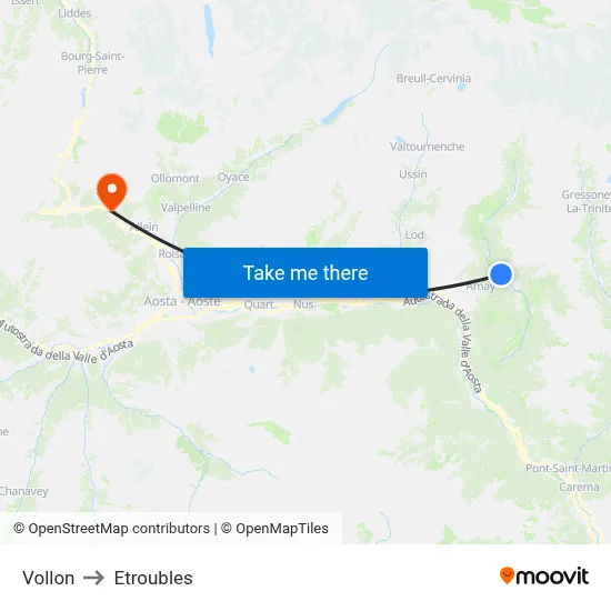 Vollon to Etroubles map