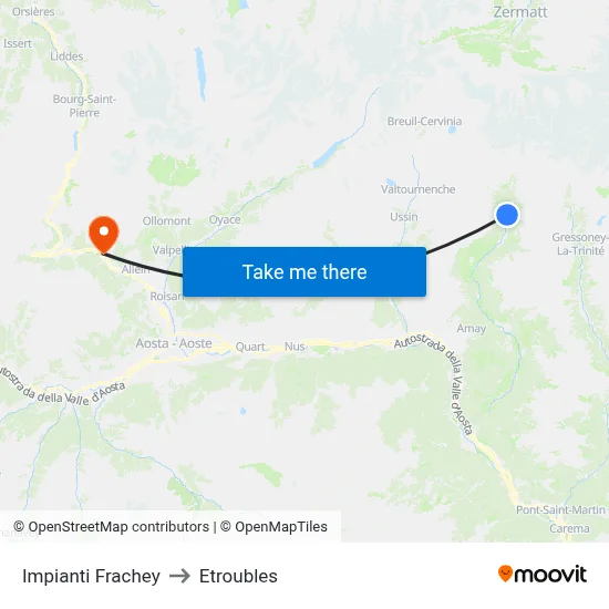 Frachey Facilities to Etroubles map