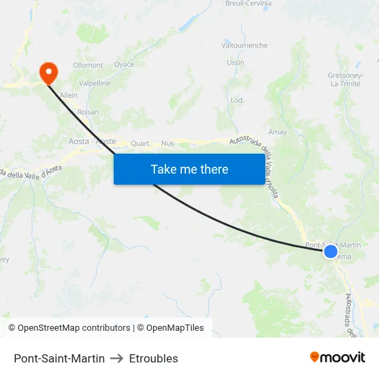 Pont-Saint-Martin to Etroubles map