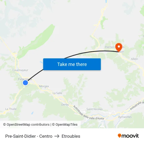 Pre-Saint-Didier - Center to Etroubles map