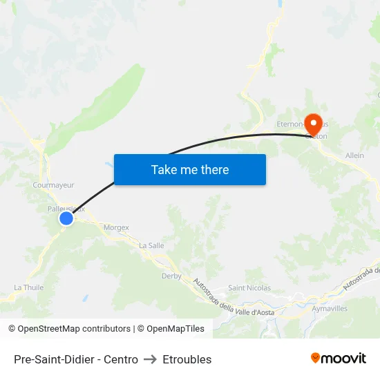 Pre-Saint-Didier - Center to Etroubles map