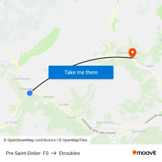 Pre-Saint-Didier - Railway Station to Etroubles map