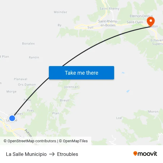 La Salle Town Hall to Etroubles map