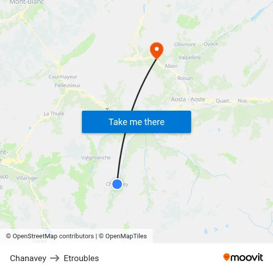 Chanavey to Etroubles map