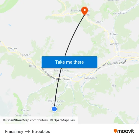 Frassiney to Etroubles map