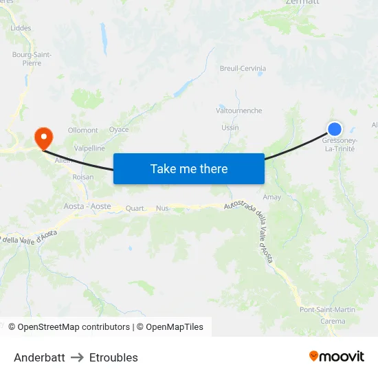 Anderbatt to Etroubles map