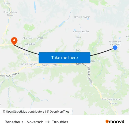 Benetheus - Noversch to Etroubles map