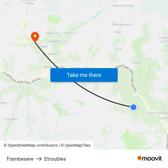 Trambesere to Etroubles map