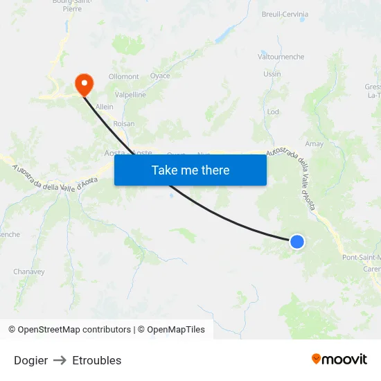 Dogier to Etroubles map