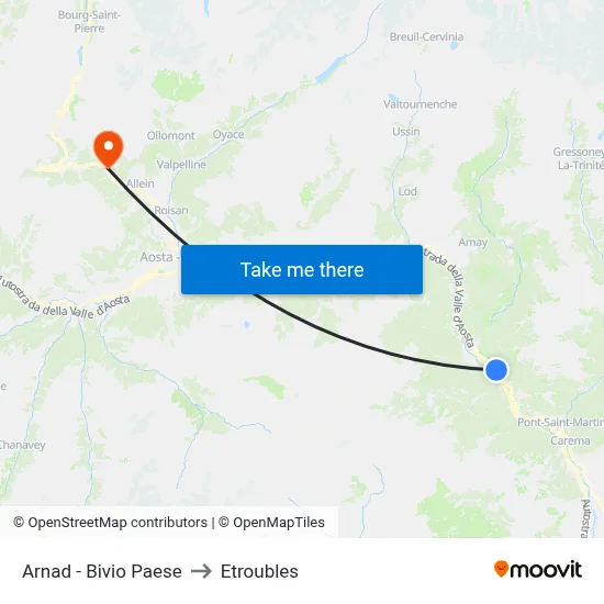Arnad - Village Junction to Etroubles map