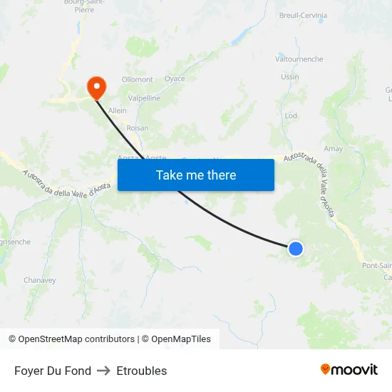 Foyer Du Fond to Etroubles map