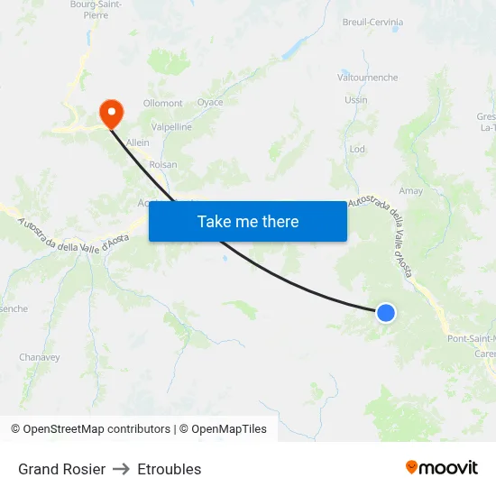 Grand Rosier to Etroubles map