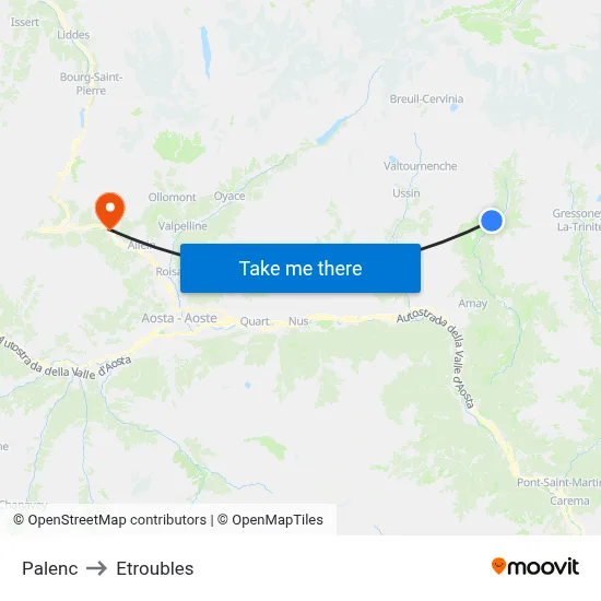 Palenc to Etroubles map