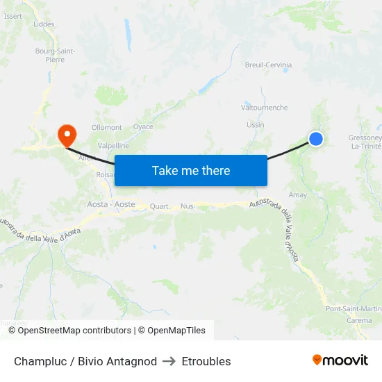 Champluc / Antagnod Junction to Etroubles map