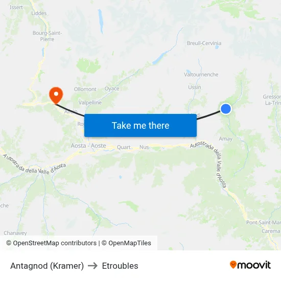 Antagnod (Kramer) to Etroubles map