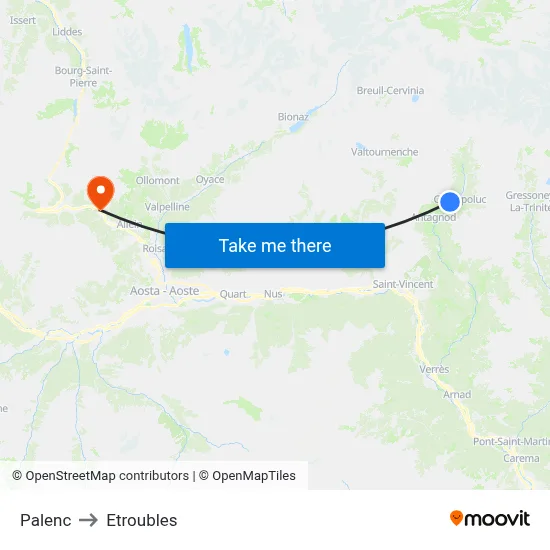 Palenc to Etroubles map