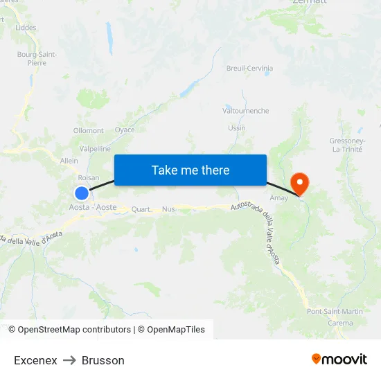 Excenex to Brusson map