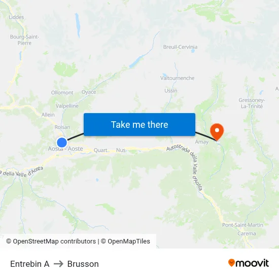 Entrebin A to Brusson map