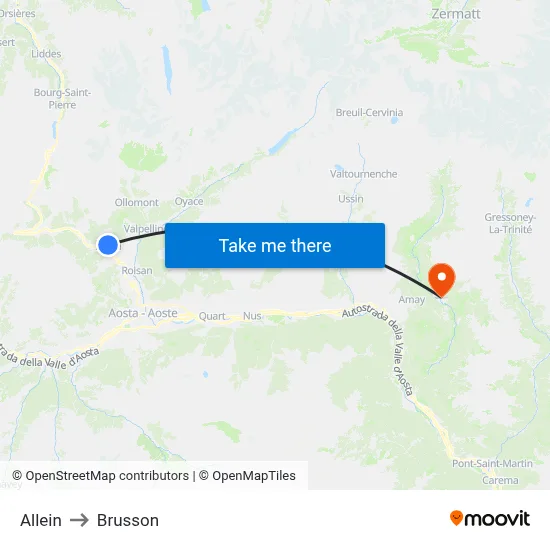 Allein to Brusson map