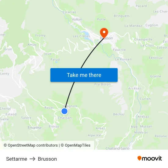Settarme to Brusson map