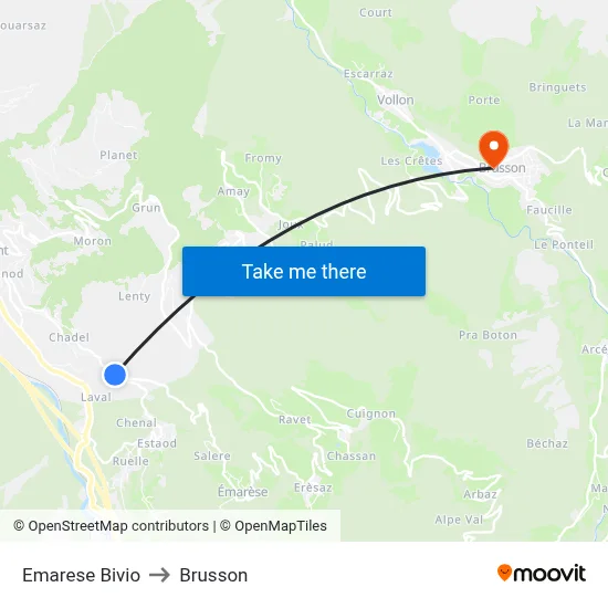 Emarese Bivio to Brusson map