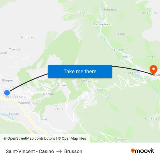 Saint-Vincent - Casinò to Brusson map